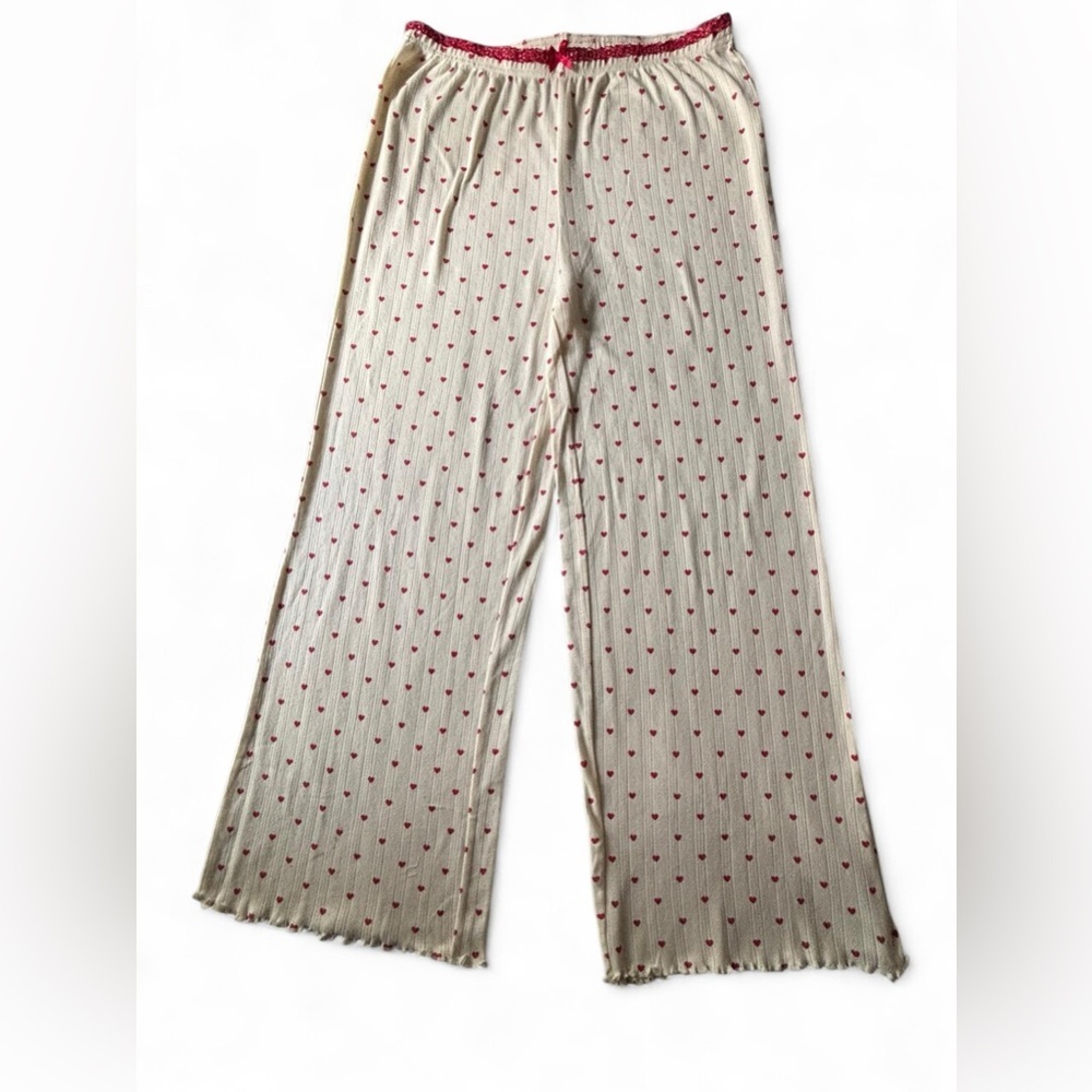 NWOT Heart Print Pajama Pants XL Lounge Sleepwear Wide Leg Cozy Cotton Pants